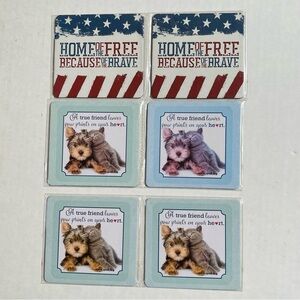 Animal Print Coasters Dog Cat Flag New Sealed Yorkshire Terrier Shorthair Cat